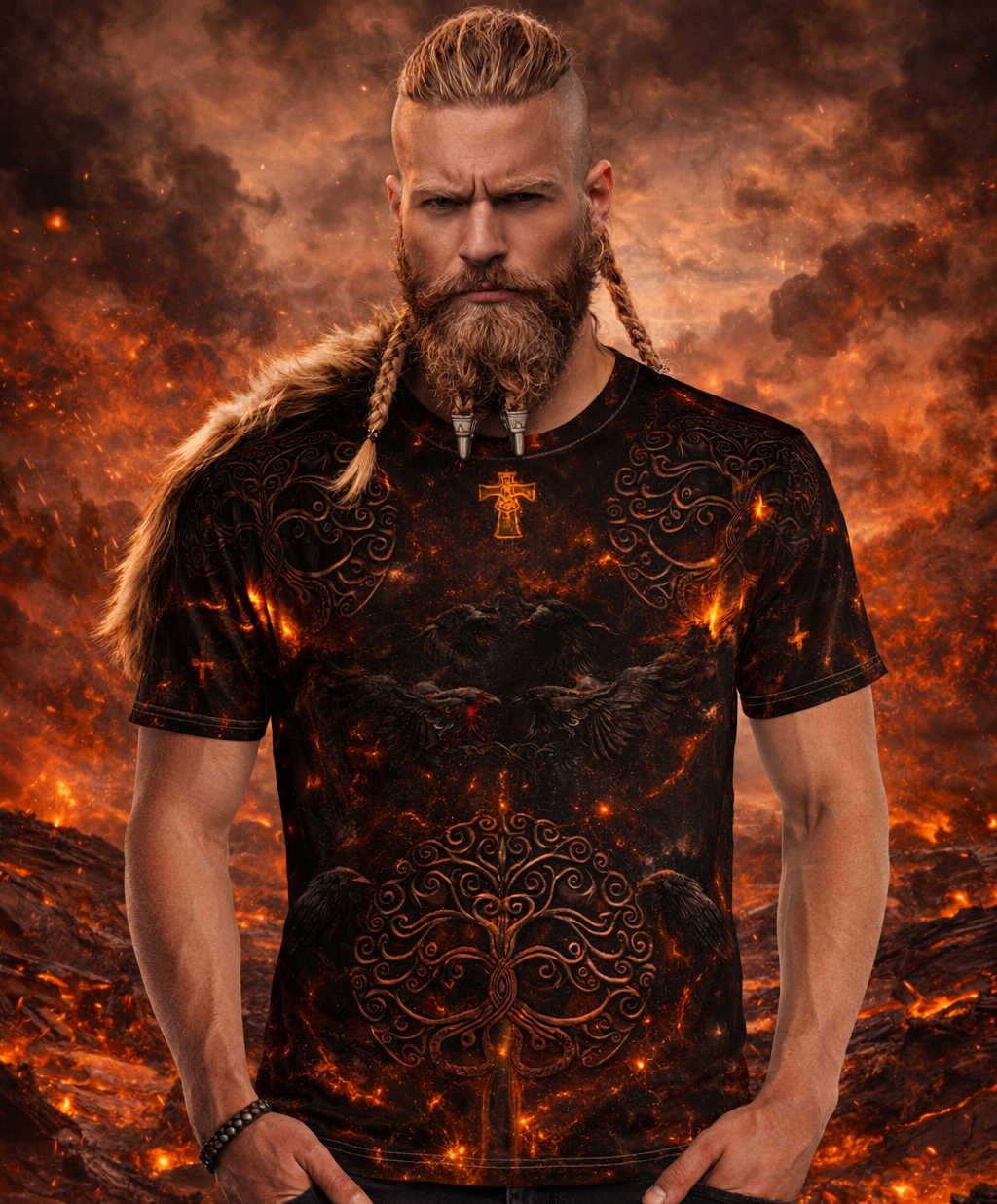 RAVEN - Lebensbaum Dark and Fire - Allover Herren-T-Shirt